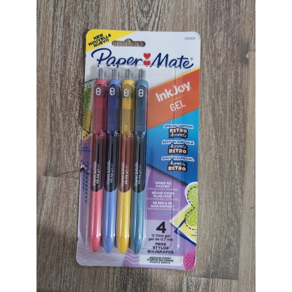Paper Mate InkJoy Gel Pens, Retro Accent 4 Count (Pack of 1),‎ Multicolor